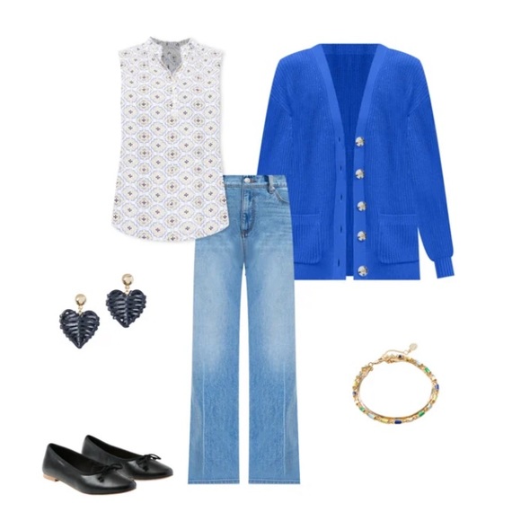 Medallion Ruffle Mixed Media Shell - Picture 5 of 7